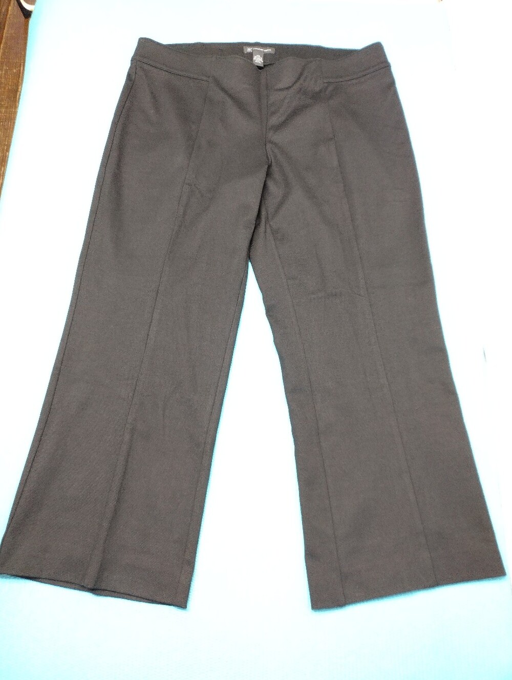 INC International Concepts Pull On Wide Leg Ponte Pants Cropped Black - 16S